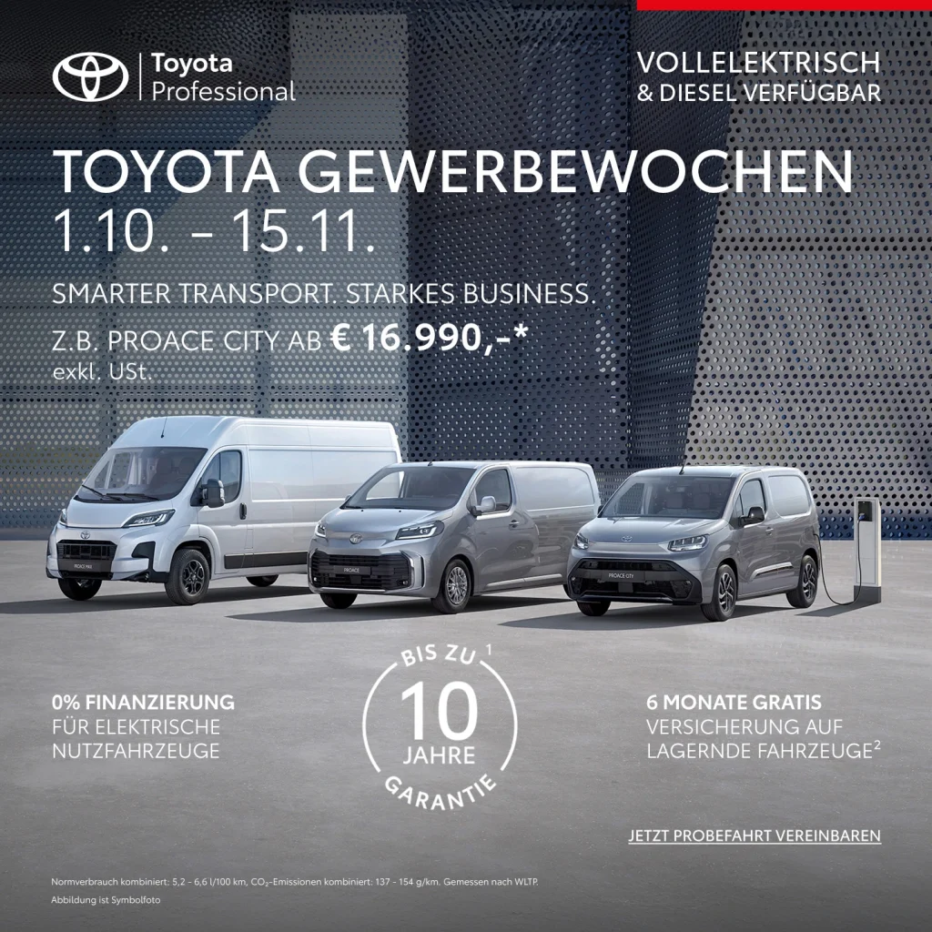 Nachhaltigkeit und Zukunftsfähigkeit Mit den elektrischen Modellen Proace City EV, Proace EV und Proace Max EV sowie innovativen Hybrid- und Plug-in-Hybrid-Fahrzeugen setzen Unternehmen ein klares Zeichen für nachhaltige Mobilität. Neben ökologischen Vorteilen profitieren Firmen von niedrigen Betriebskosten und zeigen ihren Geschäftspartnern Verantwortungsbewusstsein für Umwelt und Zukunft.